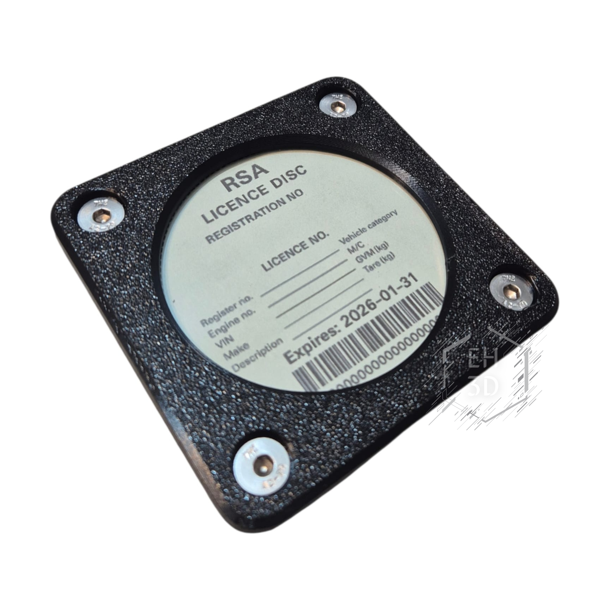 3D Printed Licence Disc Holder-Slanted View
